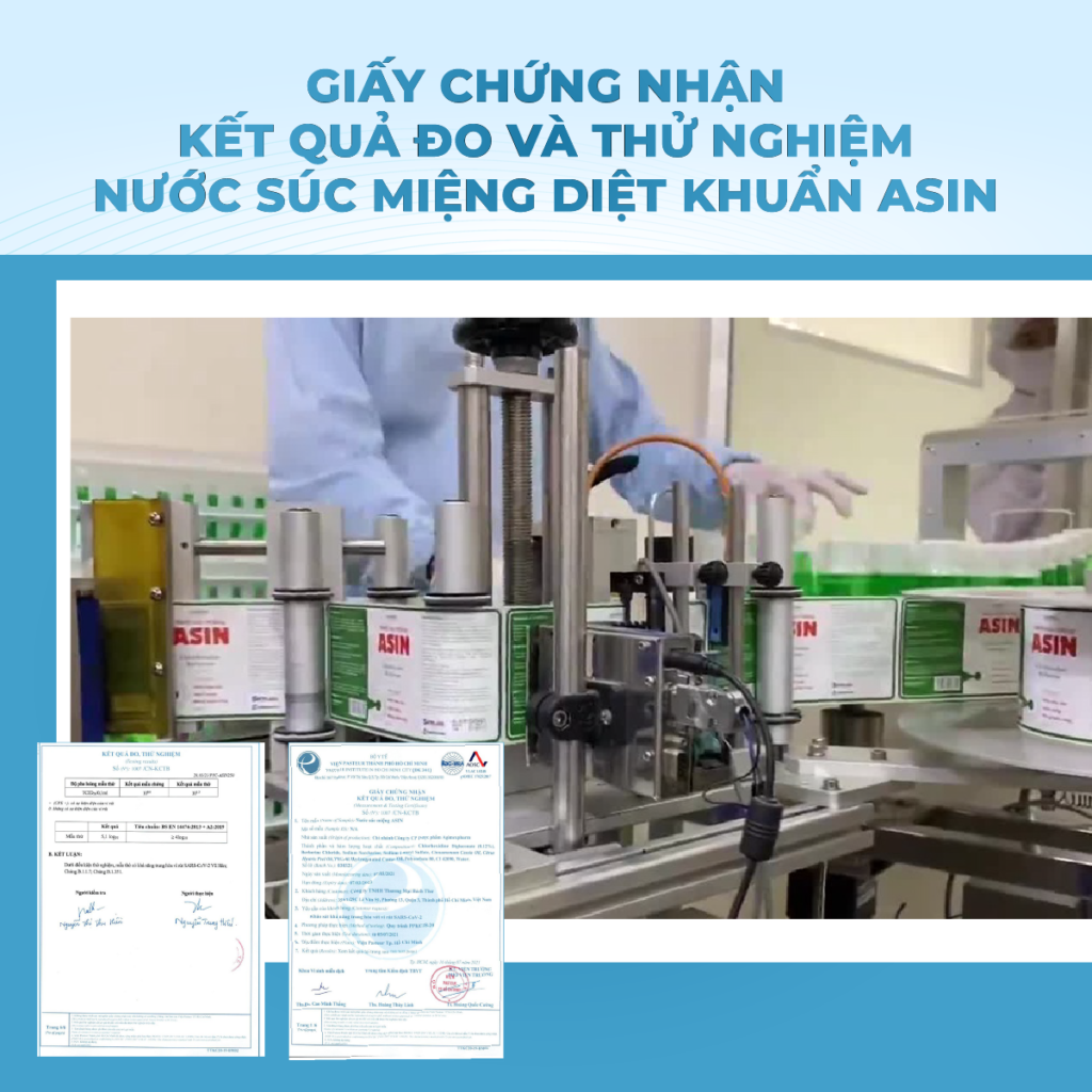 ảnh sản xuát nước súc miệng asin tại nhà máy dược An Giang